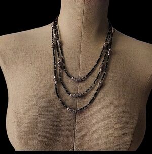 ViVI Black and Silver Multi-Strand Necklace
